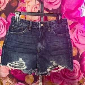 KanCan Dark Blue Distressed Jean Shorts